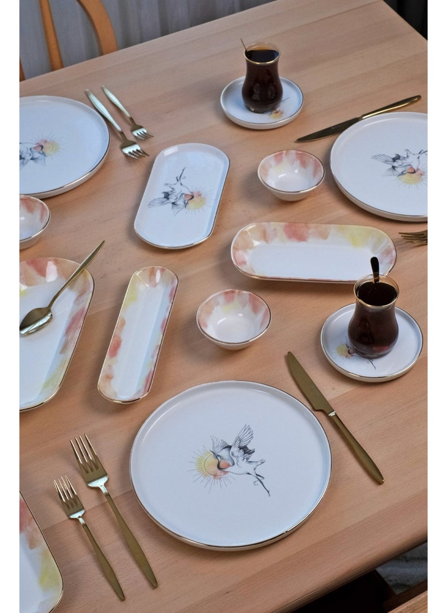 Sunset Gold Gilded 41 Piece Ceramic Breakfast Set for 6 People