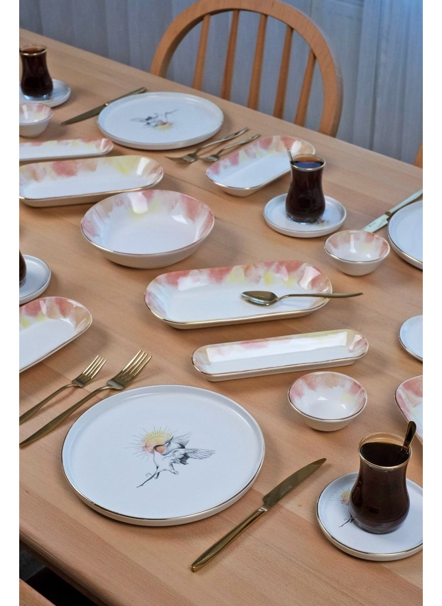 Sunset Gold Gilded 41 Piece Ceramic Breakfast Set for 6 People