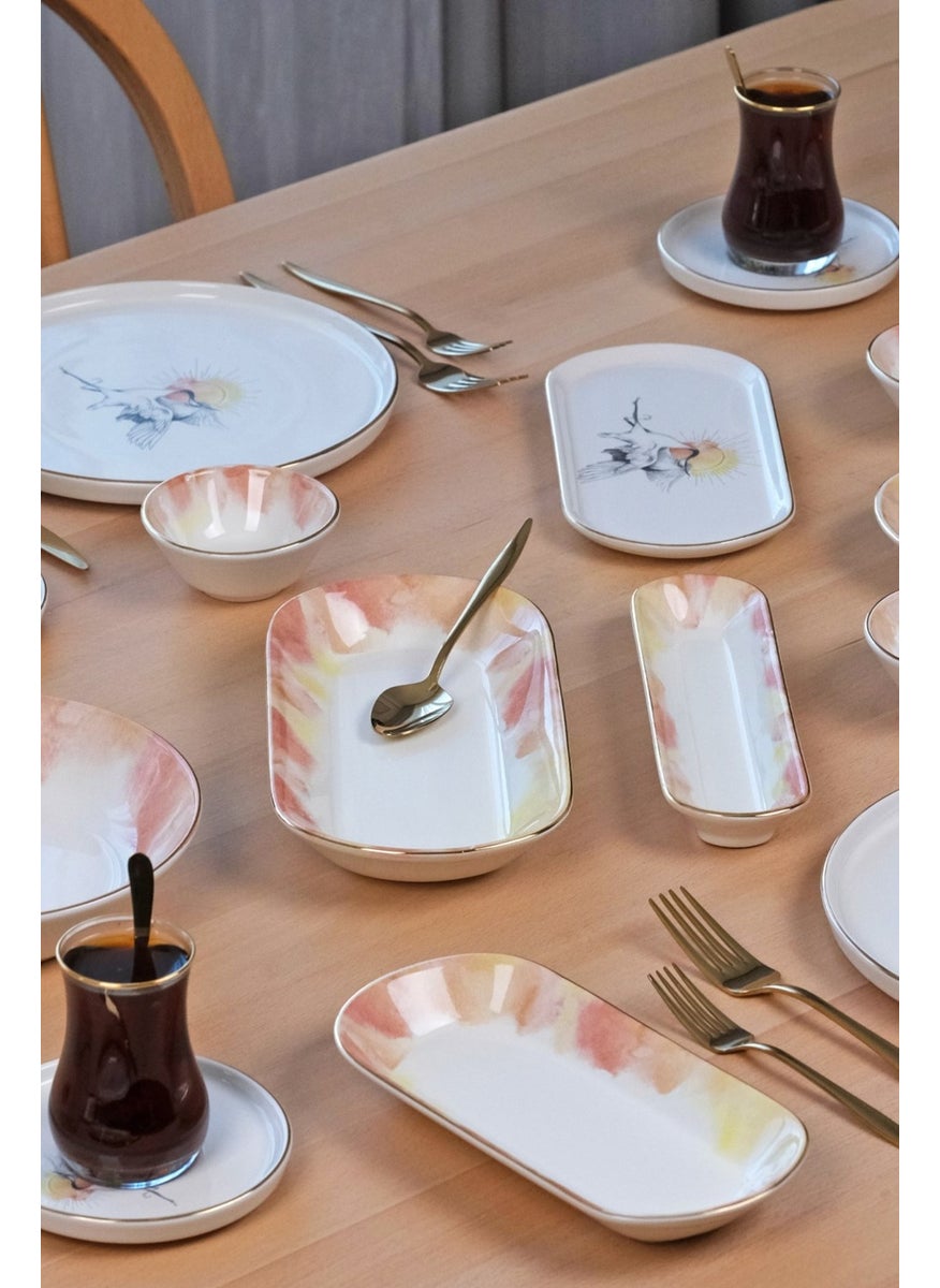 Sunset Gold Gilded 41 Piece Ceramic Breakfast Set for 6 People