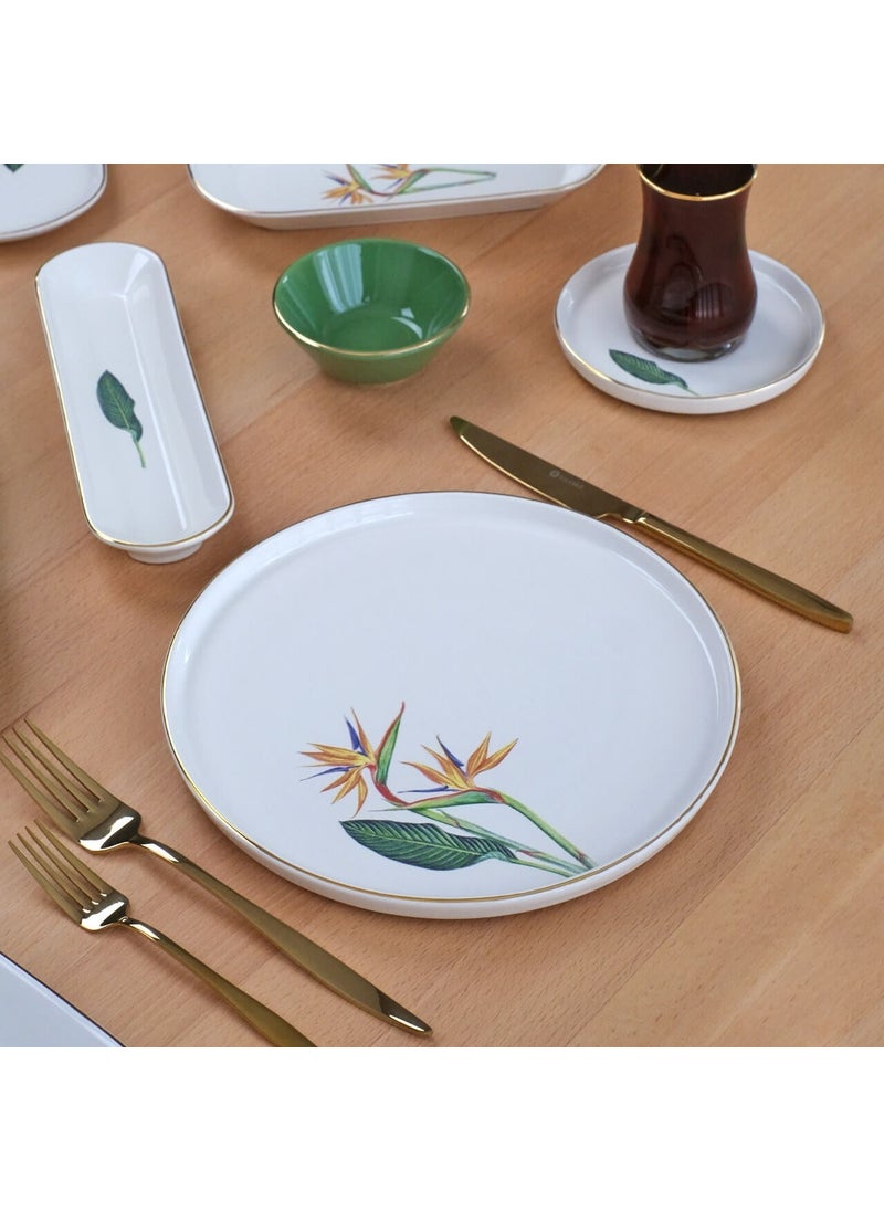 Strelitzia Gold Gilded 32 Piece Ceramic Breakfast Set for 6 People