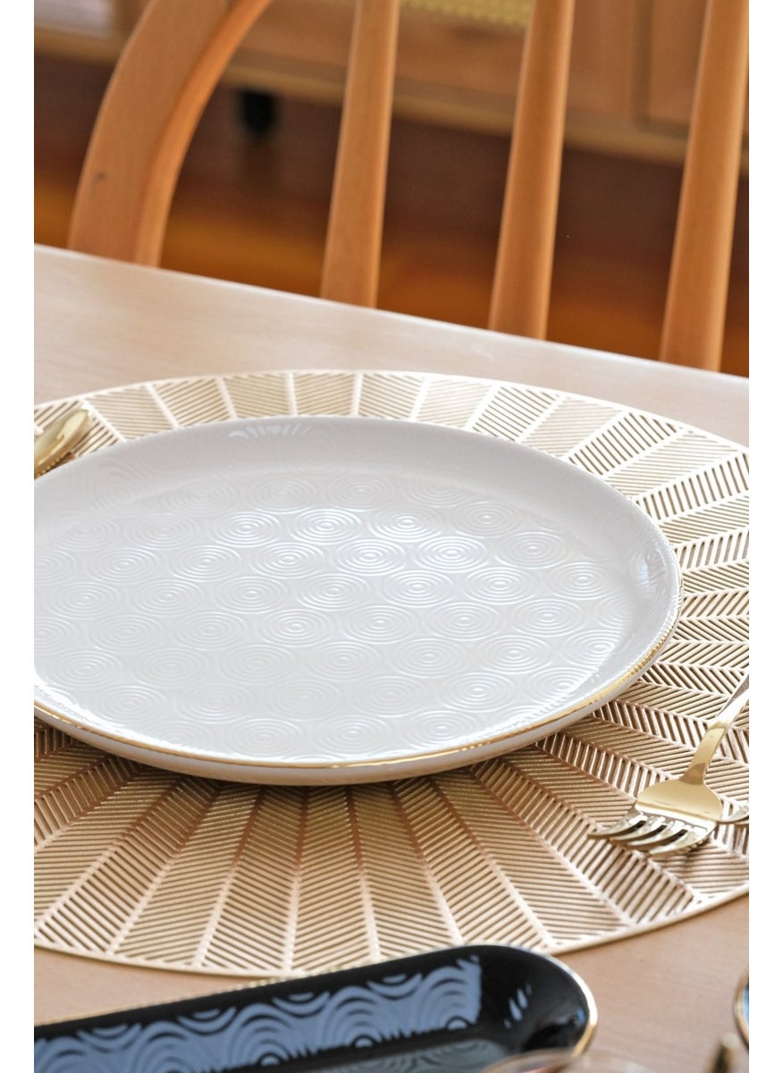 Asya Balance Gold Gilded 41 Piece 6 Person Ceramic Breakfast Set