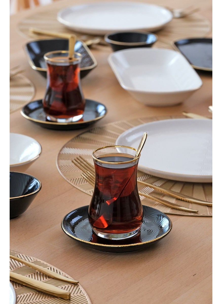 Asya Balance Gold Gilded 41 Piece 6 Person Ceramic Breakfast Set