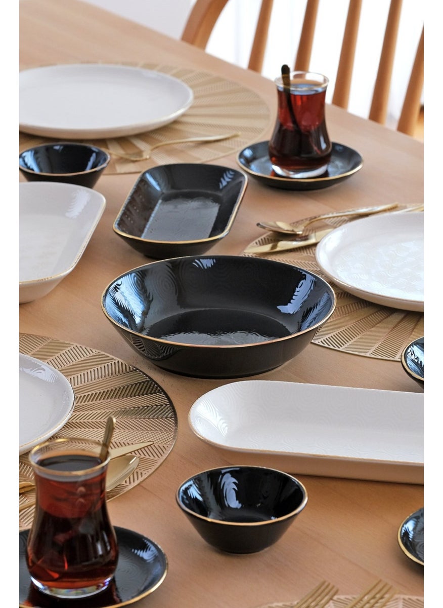Asya Balance Gold Gilded 41 Piece 6 Person Ceramic Breakfast Set