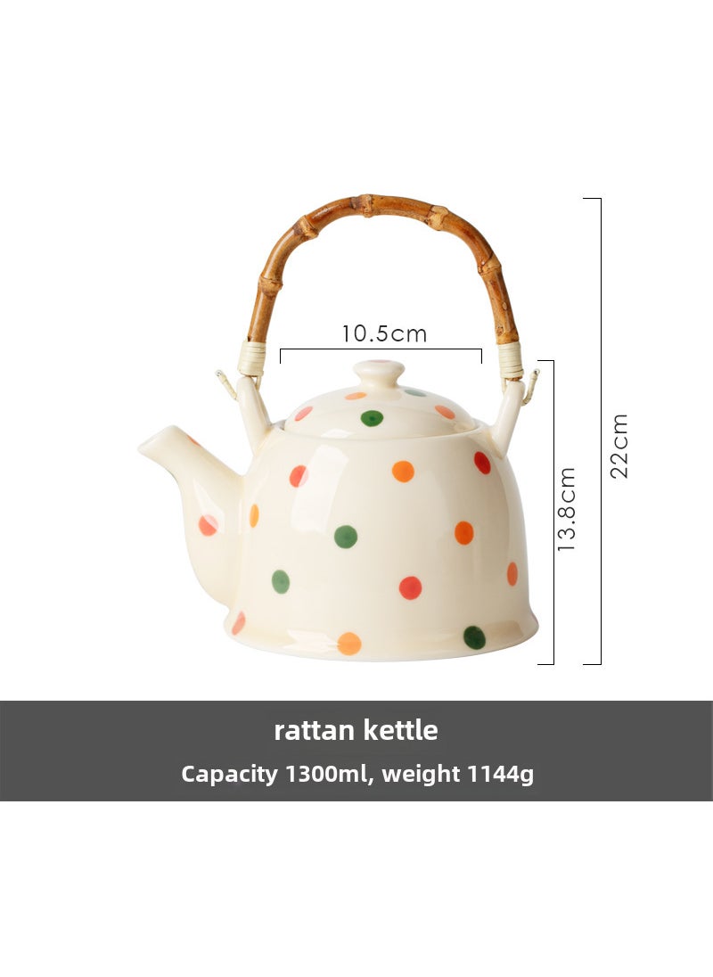 Retro Polka Dot Dinnerware Ceramic Set Teapot