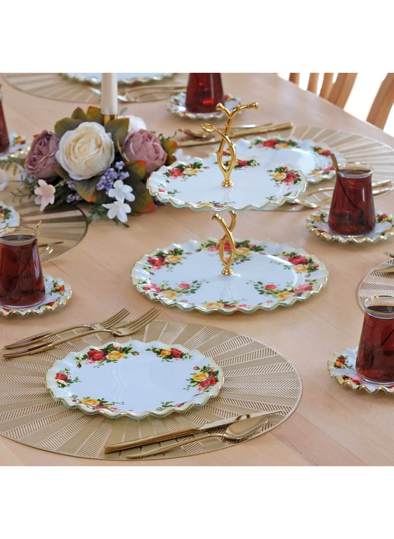 Humber Gold Gilded 25 Piece Cake Tea Service Set for 6 People