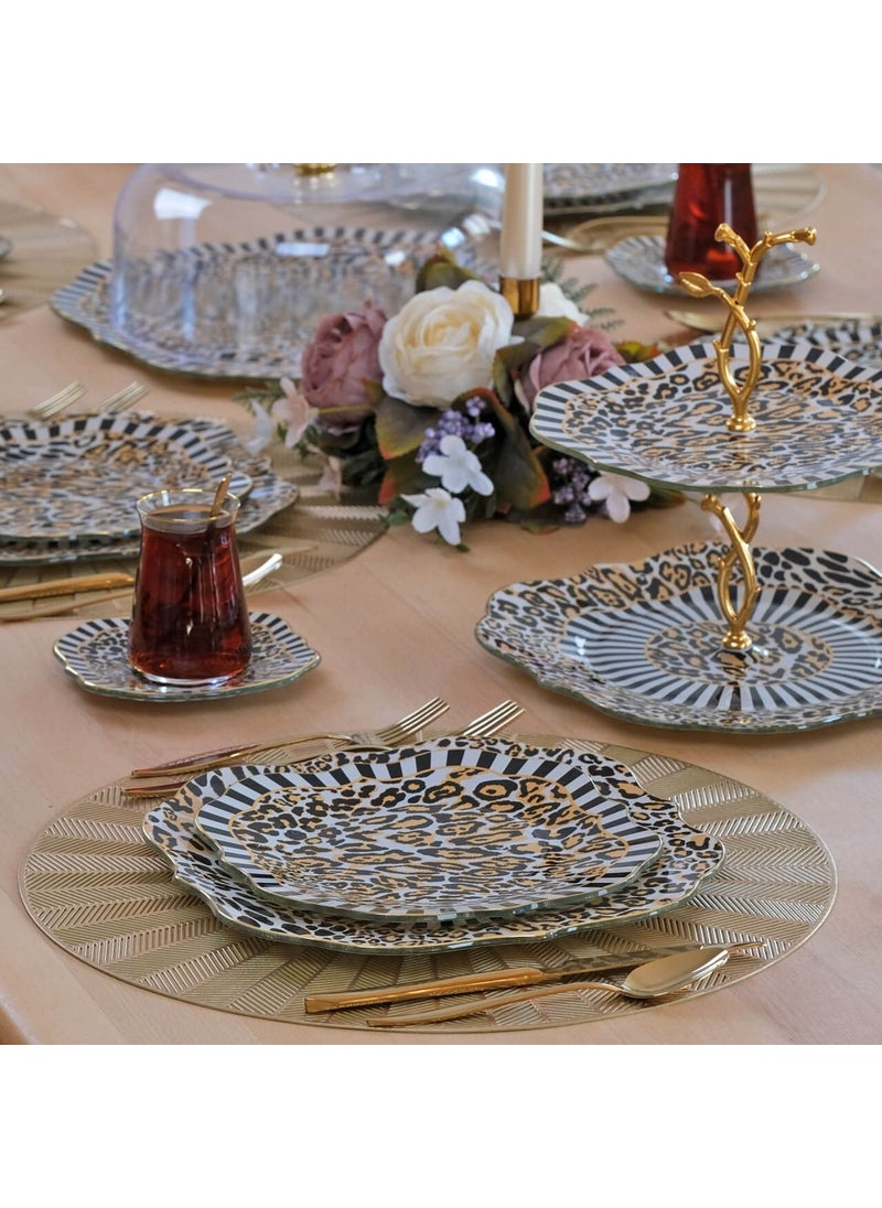 Leopard Gold Gilded 6 Person 33 Piece Cake Tea Service Catering Set