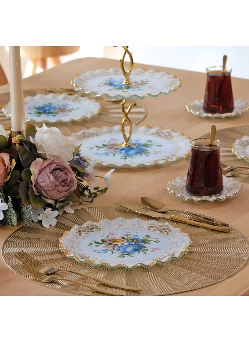 Tiete Gold Gilded 25 Piece Cake Tea Service Set for 6 People
