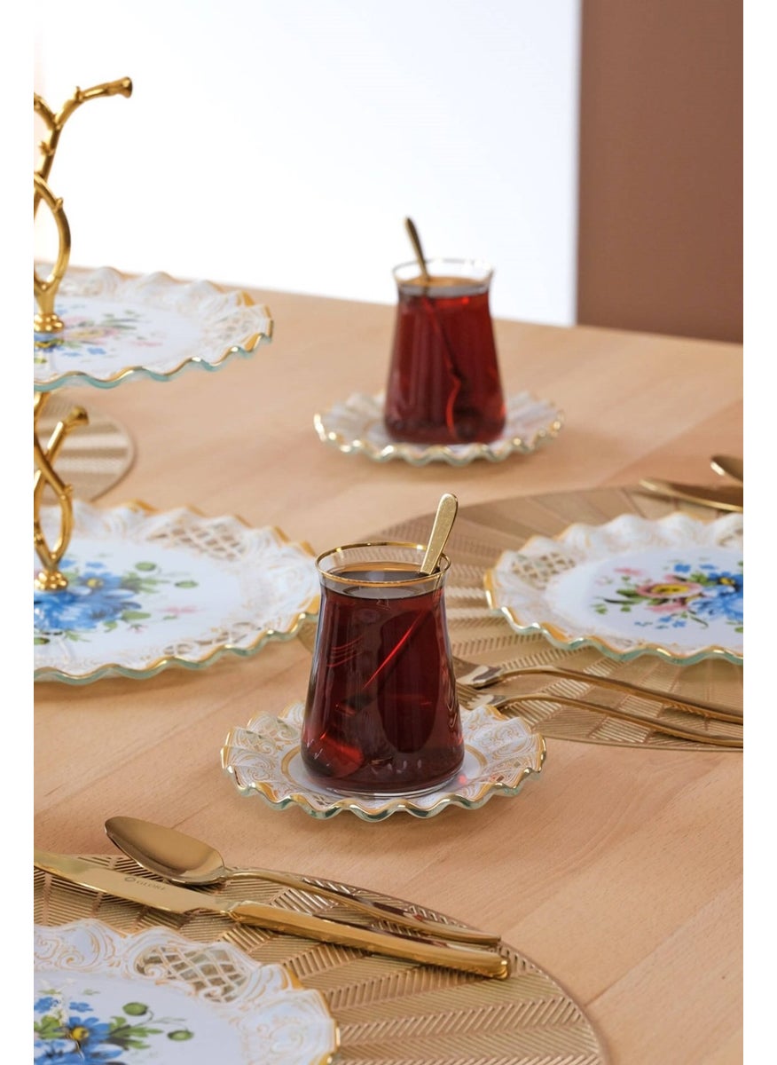 Tiete Gold Gilded 25 Piece Cake Tea Service Set for 6 People