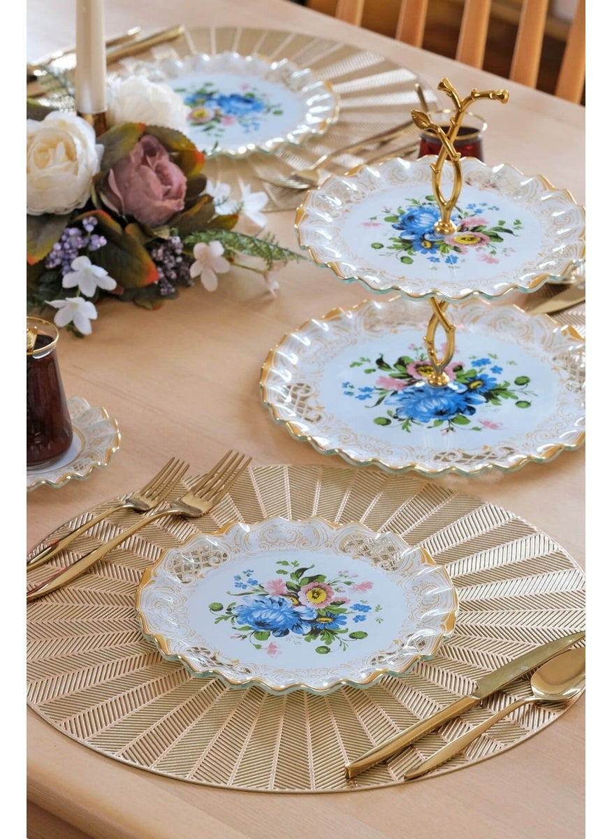 Tiete Gold Gilded 25 Piece Cake Tea Service Set for 6 People