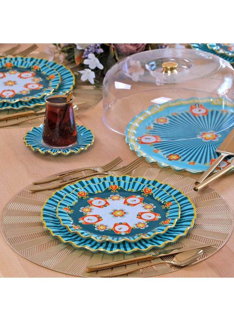 Madeira Gold Gilded 6 Person 33 Piece Cake Tea Service Catering Set