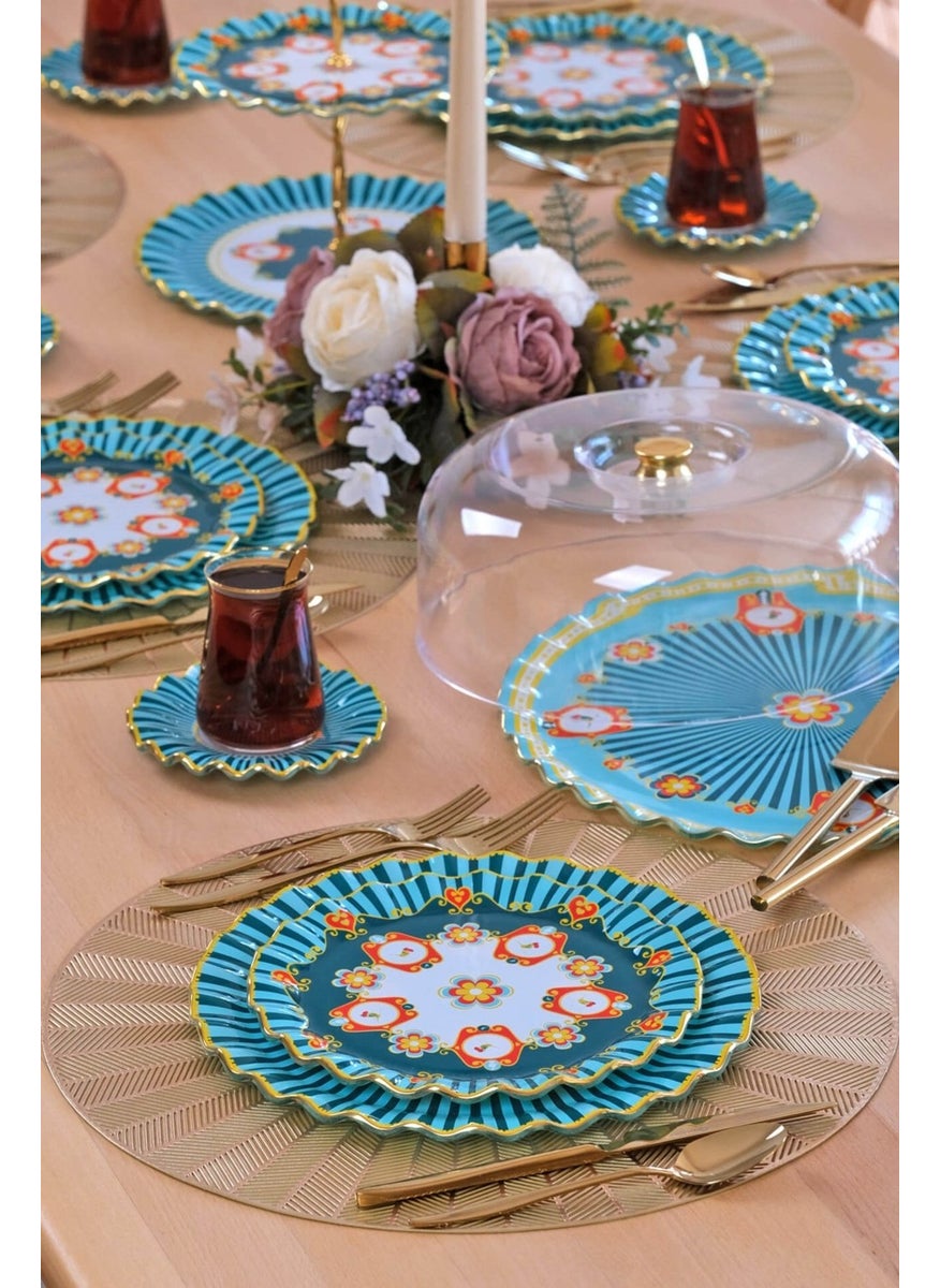 Madeira Gold Gilded 6 Person 33 Piece Cake Tea Service Catering Set