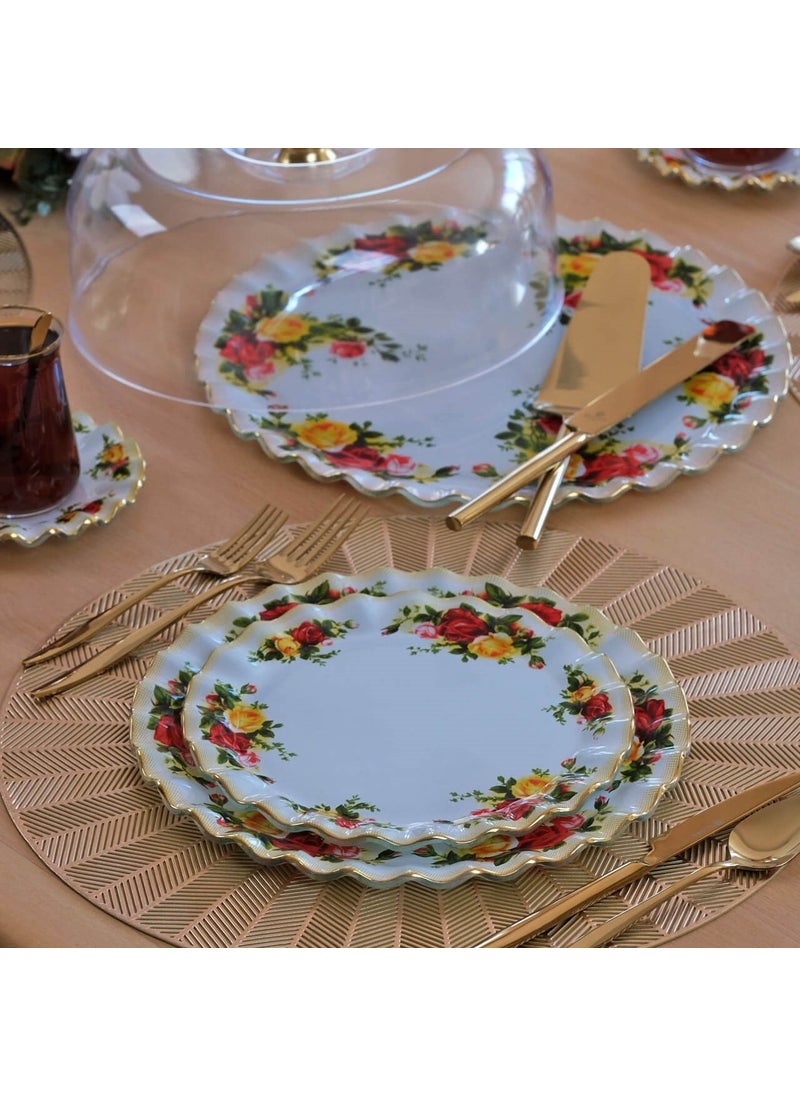 Humber Gold Gilded 6 Person 33 Piece Cake Tea Service Catering Set