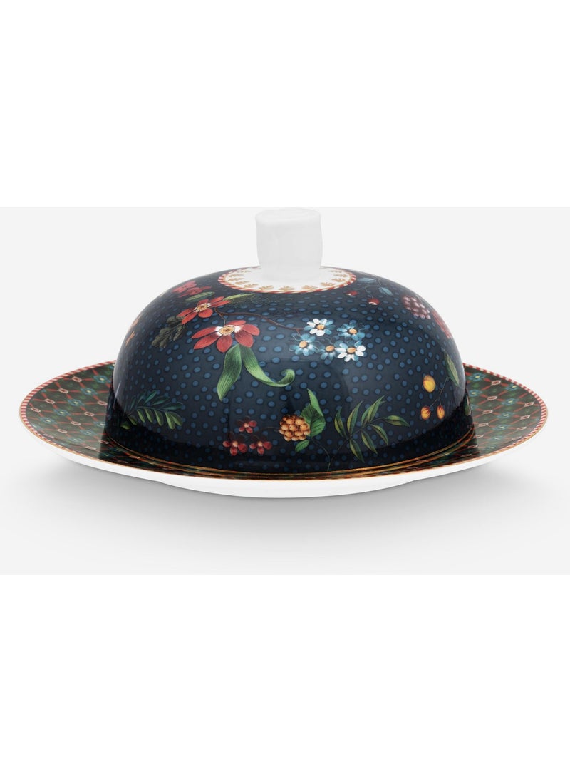 Berry Blues Blue Porcelain Butter Dish 17 cm