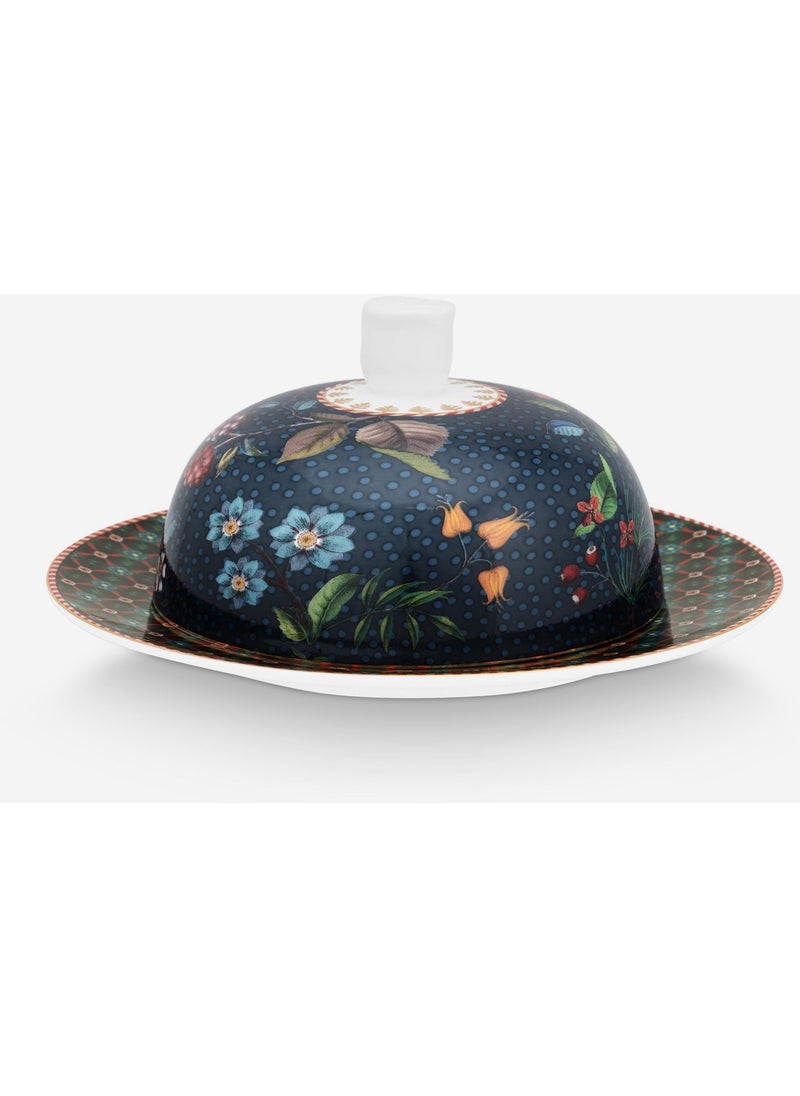 Berry Blues Blue Porcelain Butter Dish 17 cm