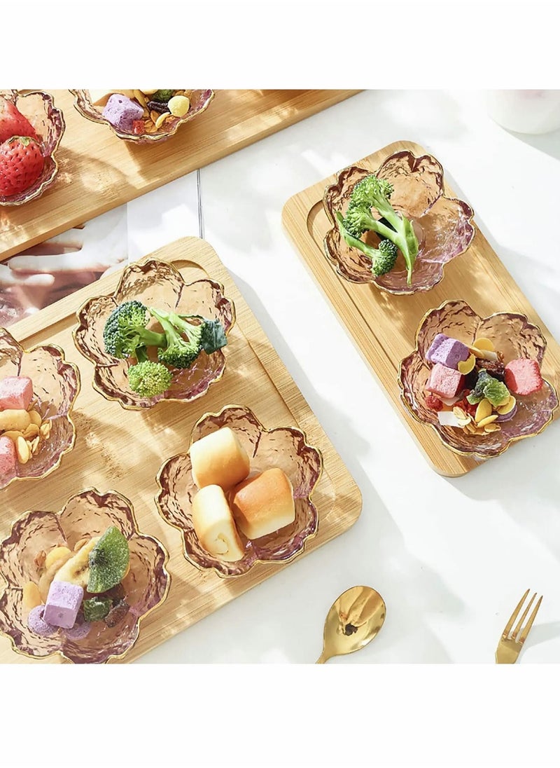 Crystal Dessert Bowl, Cherry Blossom Pattern Sauce Dishes Plates Serving Saucers Bowl for Sushi Appetizer Snack Dinnerware Set