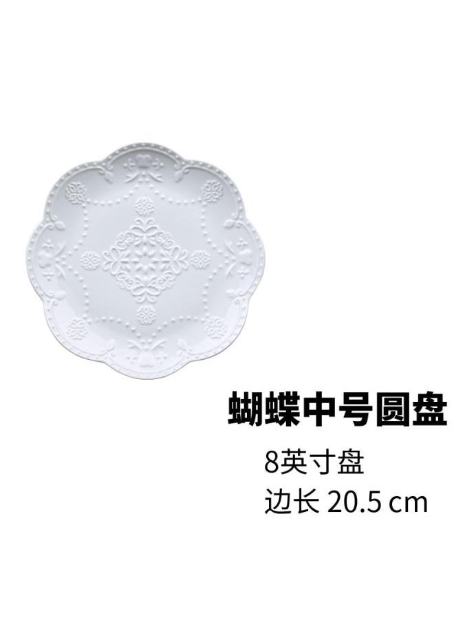 Creative European-style Embossed Butterfly Western Tableware Pasta Steak Plate Breakfast Cake Fruit Snacks Plate