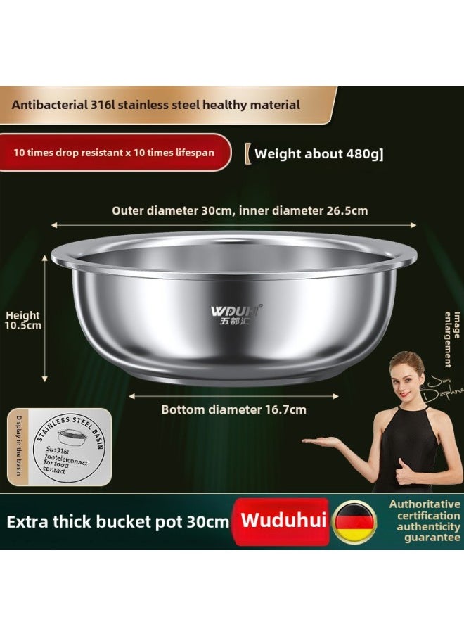 316L Stainless Steel Basin Thickened And Basin Vegetable Washing Basin Extra Large Basin Household Kitchen 304 Food Grade Basin-Color:(extra Thick) 316L Medical Grade Antibacterial Health Material 30cm Bucket Basin