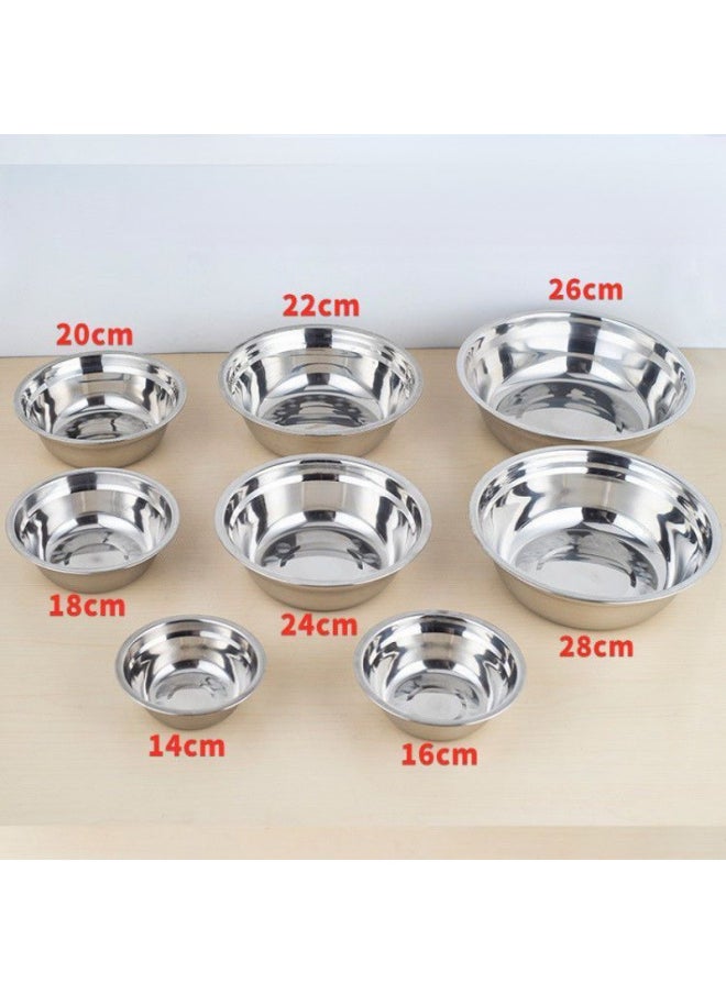 Stainless Steel Basin Thickened Multi-purpose Basin Canteen Soup Bowl Household Vegetable Basin Noodle Bowl Rice Bowl Soup Basin Baking Egg Basin-Specifications:304 Extra Thick And Deepened Version-Color:14cm Sent 3 Pieces
