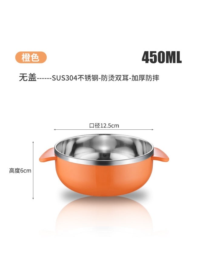 Cartoon Kids 304 Stainless Steel Bowl with Lid 450ml Orange (no color box)