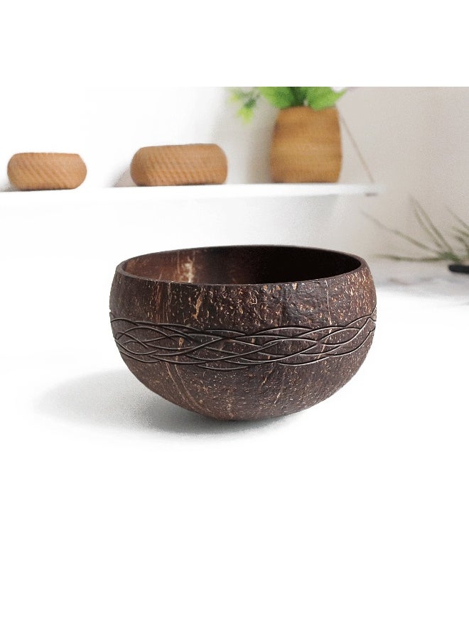 Eco-Friendly Coconut Bowls Dessert Cups Wave pattern bowl D12-14 H7.5