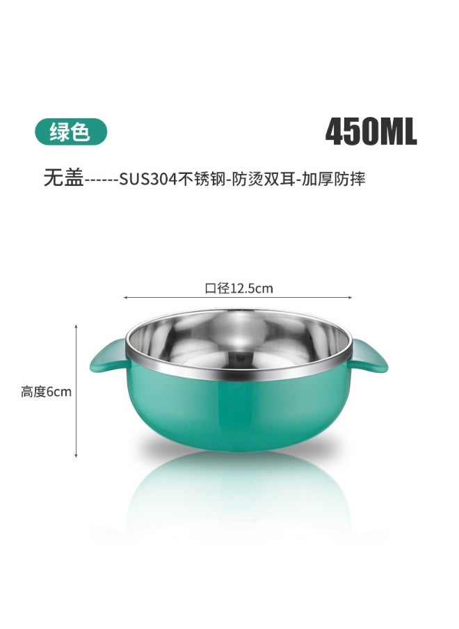 Cartoon Kids 304 Stainless Steel Bowl with Lid 450ml Green (no color box)