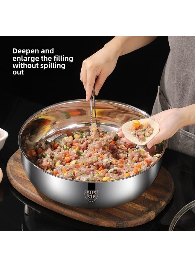 Germany Imported Stainless Steel And Basin With Lid Household Kitchen Vegetable Washing Basin Soup Pot Hot Pot Basin Hair Rubbing Basin-Specifications:With Glass Lid And Basin 28cm-Color:Deluxe 316 Food Grade