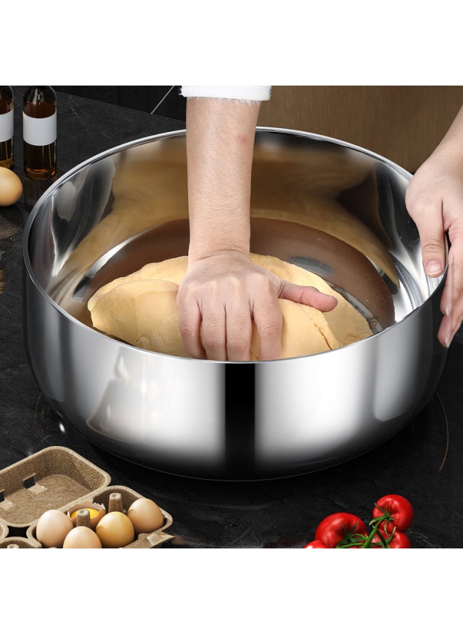 304 Three-layer Steel Extra-thick Stainless Steel And Basin Food-grade Household Egg-beating Basin Baking Face Thickened Basin-Color:30*10cm And Basin (without Lid) + Gifts