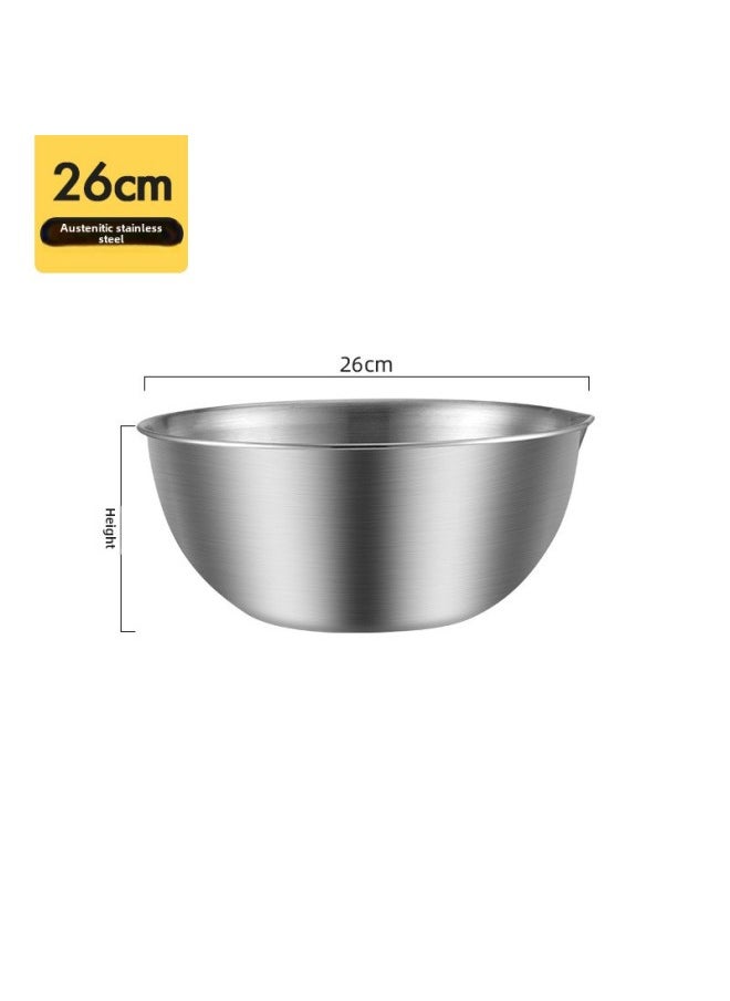 Japanese Style Egg Bowl And Basin Vegetable Basin Salad Basin Stainless Steel Basin 304 Food Grade Household Stainless Steel Bowl-Specifications:Inner Diameter 26cm Cooking Basin-Color:Color