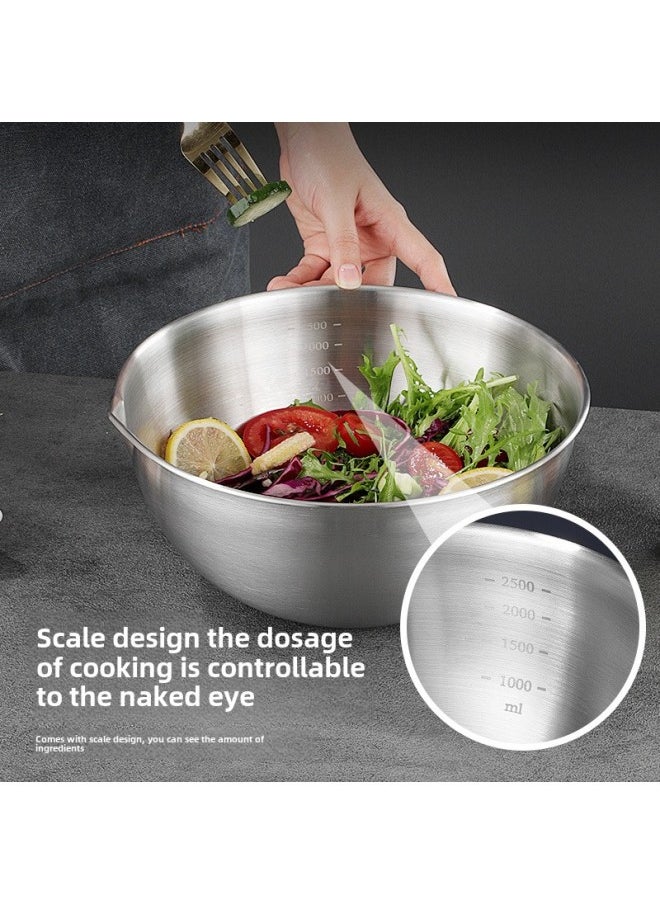 Japanese Style Egg Bowl And Basin Vegetable Basin Salad Basin Stainless Steel Basin 304 Food Grade Household Stainless Steel Bowl-Specifications:Thick 26cm Silver Cooking Basin-Color:Color