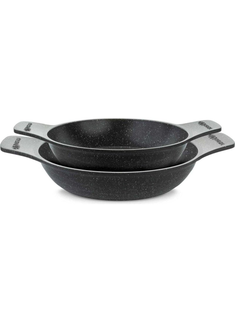2-Piece Casserole Pan Set Granite Casting Pan Set 20CM 22CM