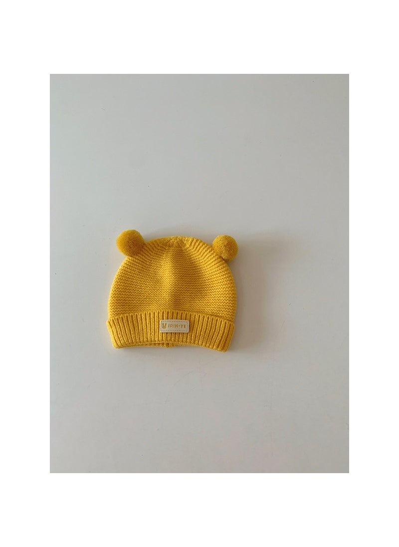 Autumn Winter Baby Wool Beanie Knitted Warm Newborn CapYellow Yellow