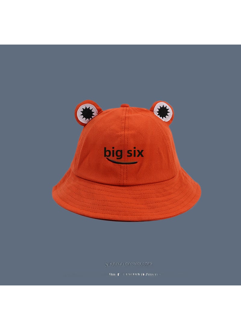 Summer Cute Frog Bucket Hat for Mother-ChildA06321 cartoon XX frog parent-child fisherman hat orange A06321 cartoon XX frog parent-child fisherman hat orange