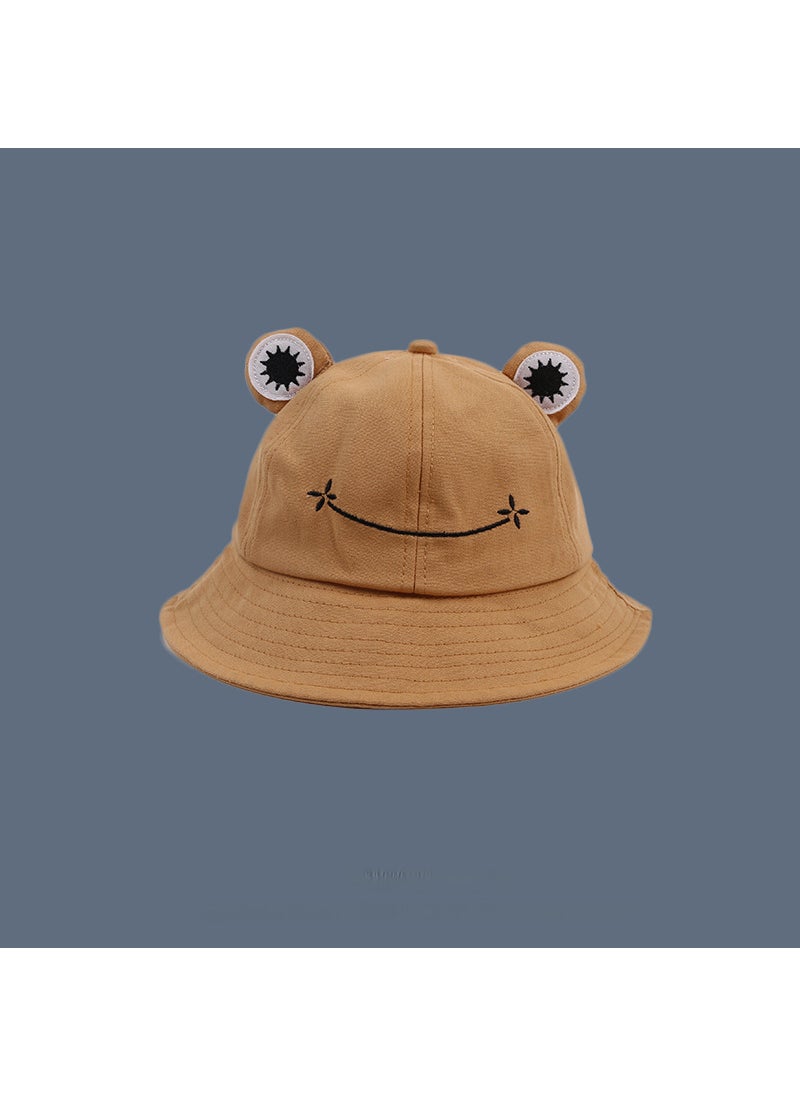 Summer Cute Frog Bucket Hat for Mother-ChildA06321 cartoon XX frog parent-child fisherman hat khaki A06321 cartoon XX frog parent-child fisherman hat khaki