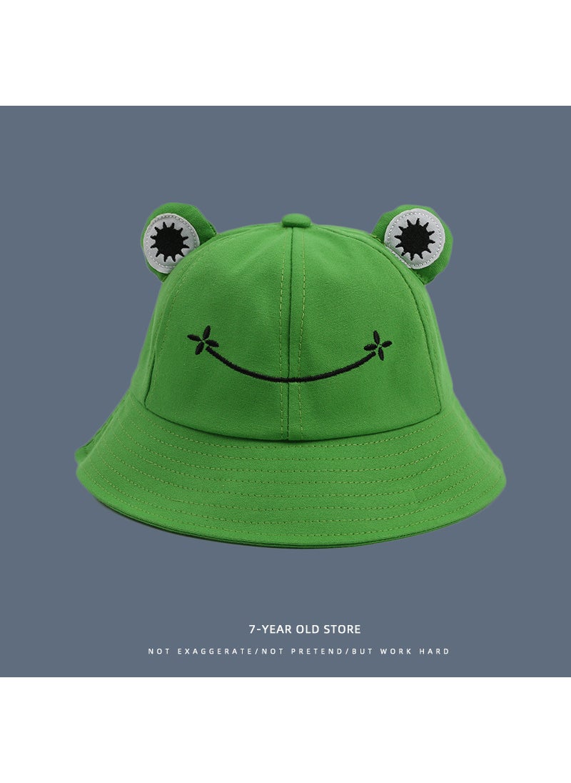 Summer Cute Frog Bucket Hat for Mother-ChildA06321 cartoon XX frog parent-child fisherman hat Green A06321 cartoon XX frog parent-child fisherman hat Green