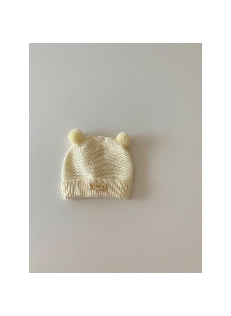 Autumn Winter Baby Wool Beanie Knitted Warm Newborn CapWhite White