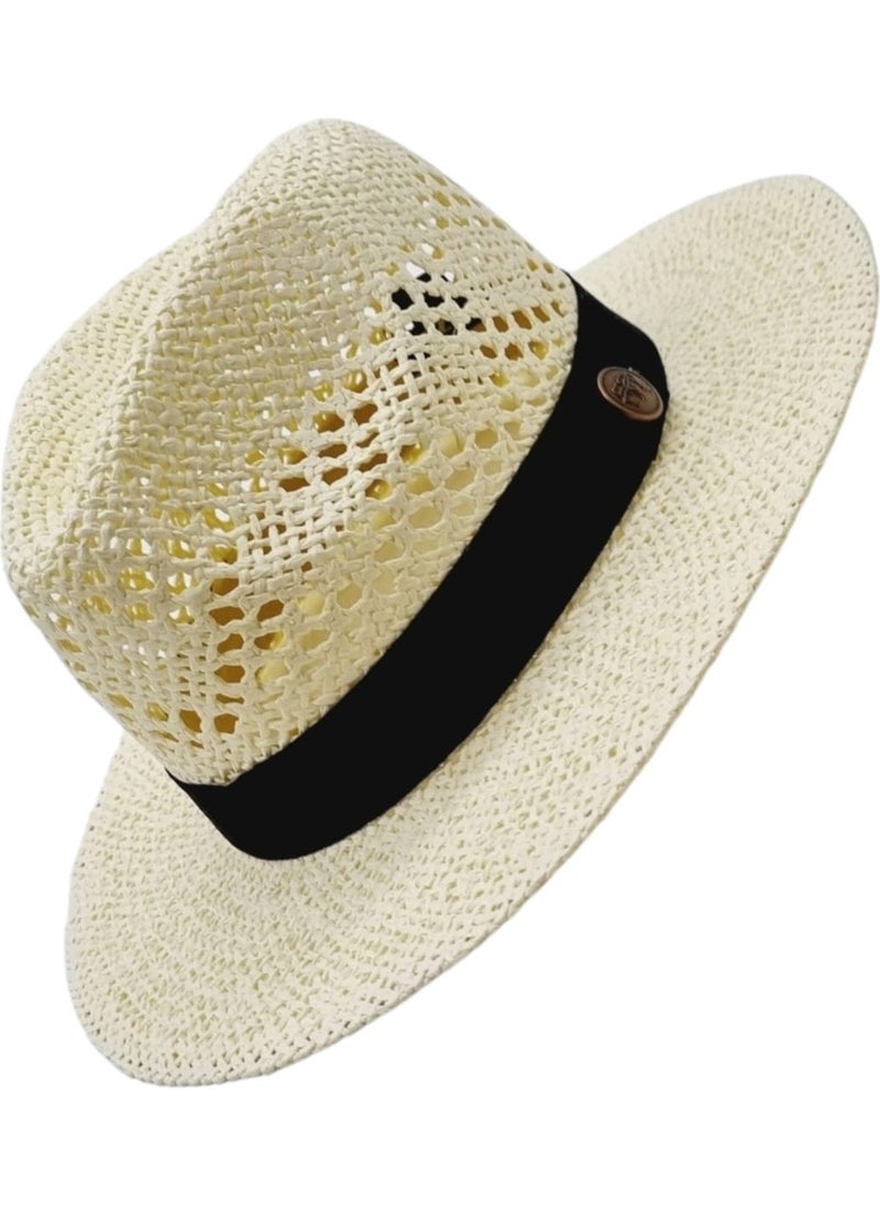 Unisex Organic Straw Knitted Trilby Cowboy Hat
