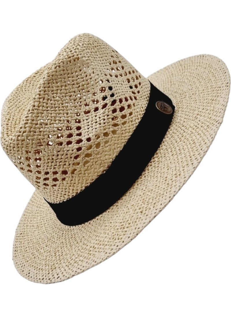 Unisex Organic Straw Knitted Trilby Cowboy Hat