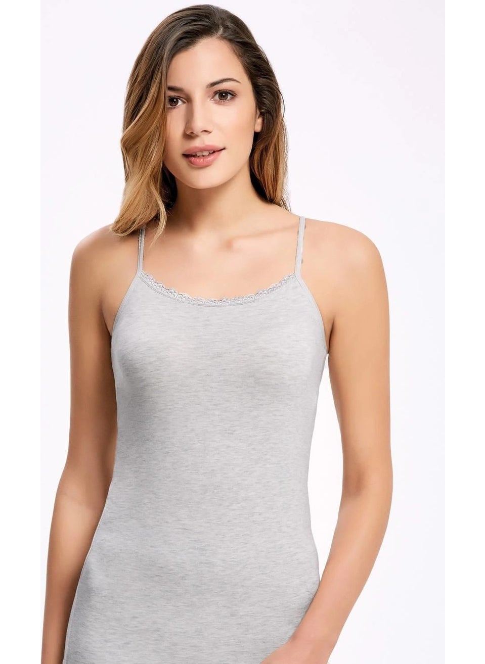 Melange Lace Rope Strap Women's Undershirt 3 Pieces