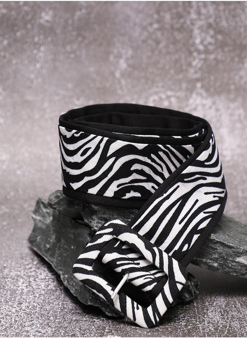 Black & White Printed Waist Belt