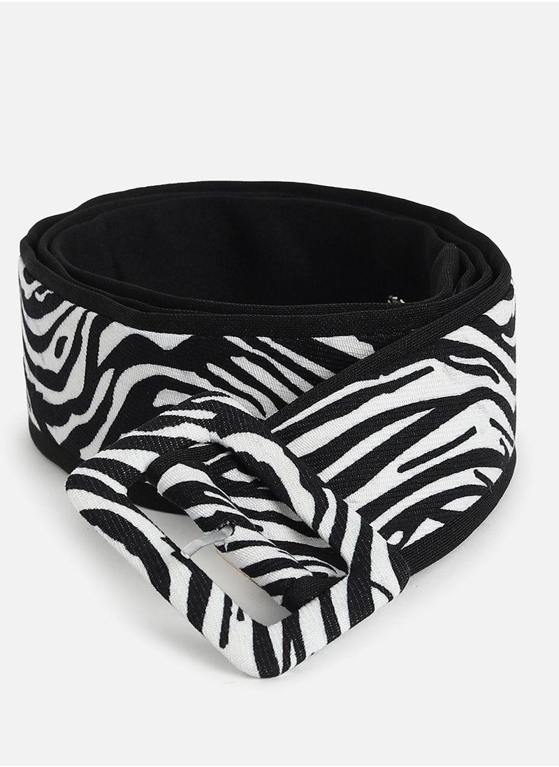 Black & White Printed Waist Belt