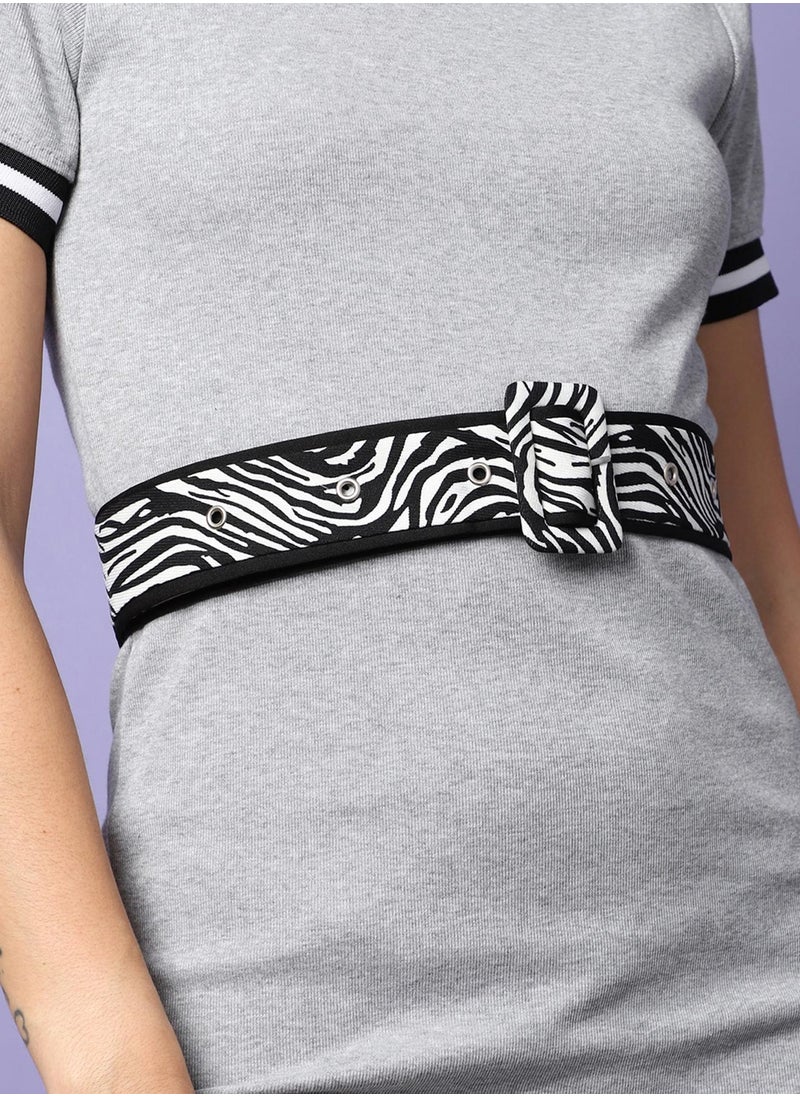 Black & White Printed Waist Belt