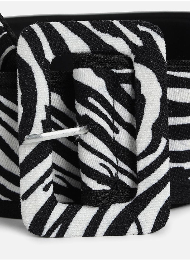 Black & White Printed Waist Belt
