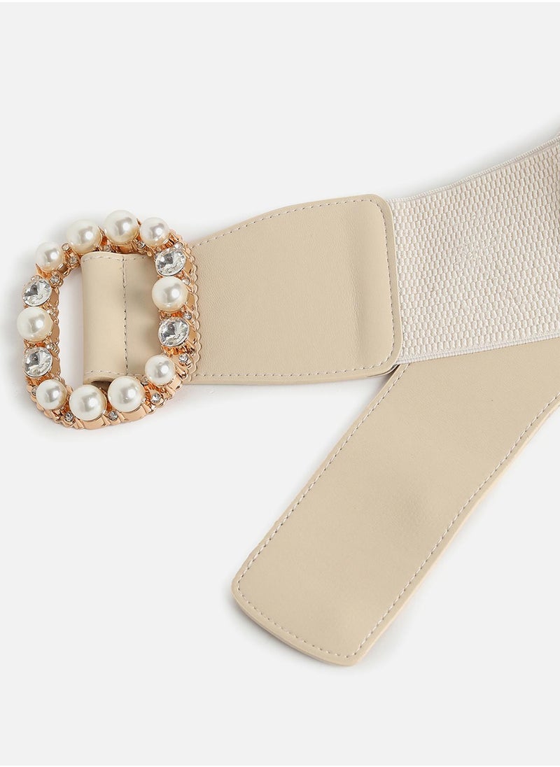 White Solid Waist Belt