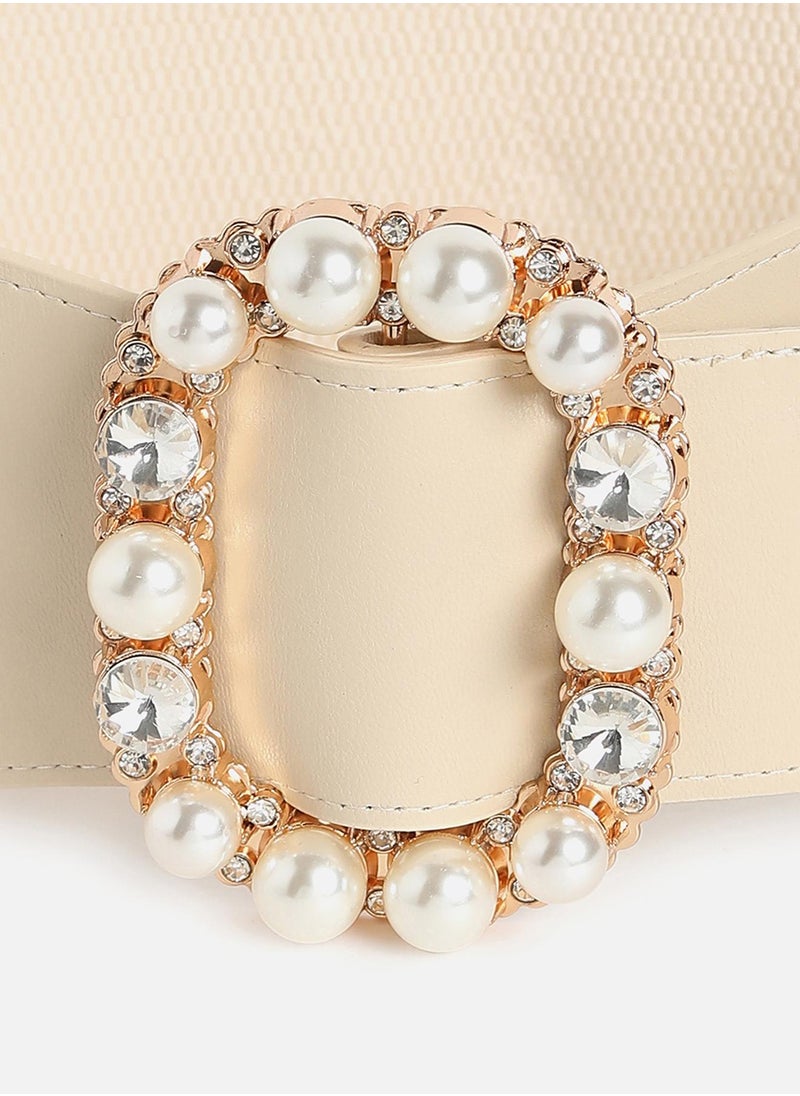 White Solid Waist Belt