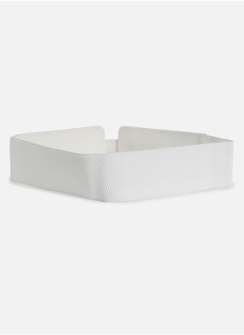 White Solid Waist Belt