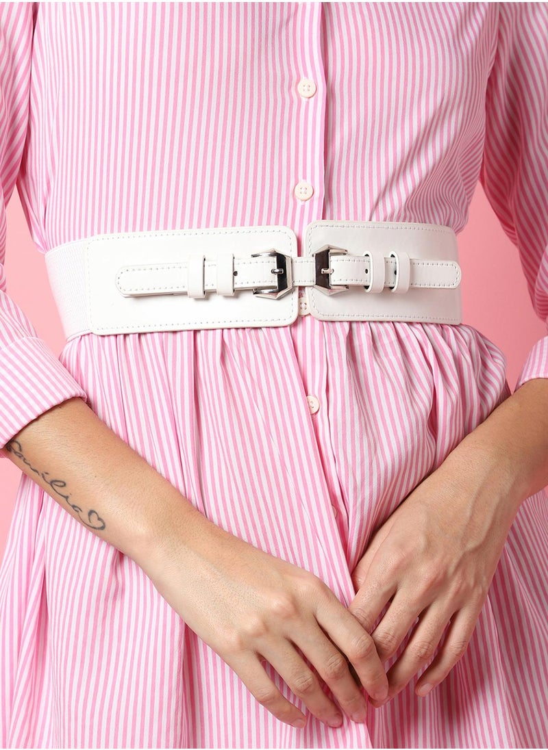 White Solid Waist Belt