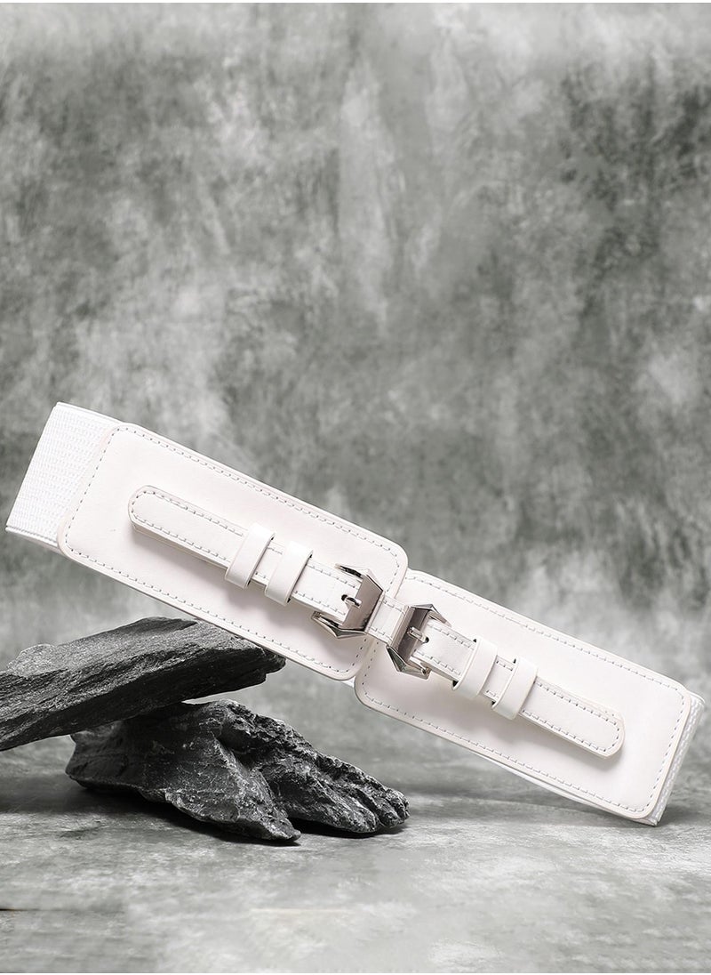 White Solid Waist Belt