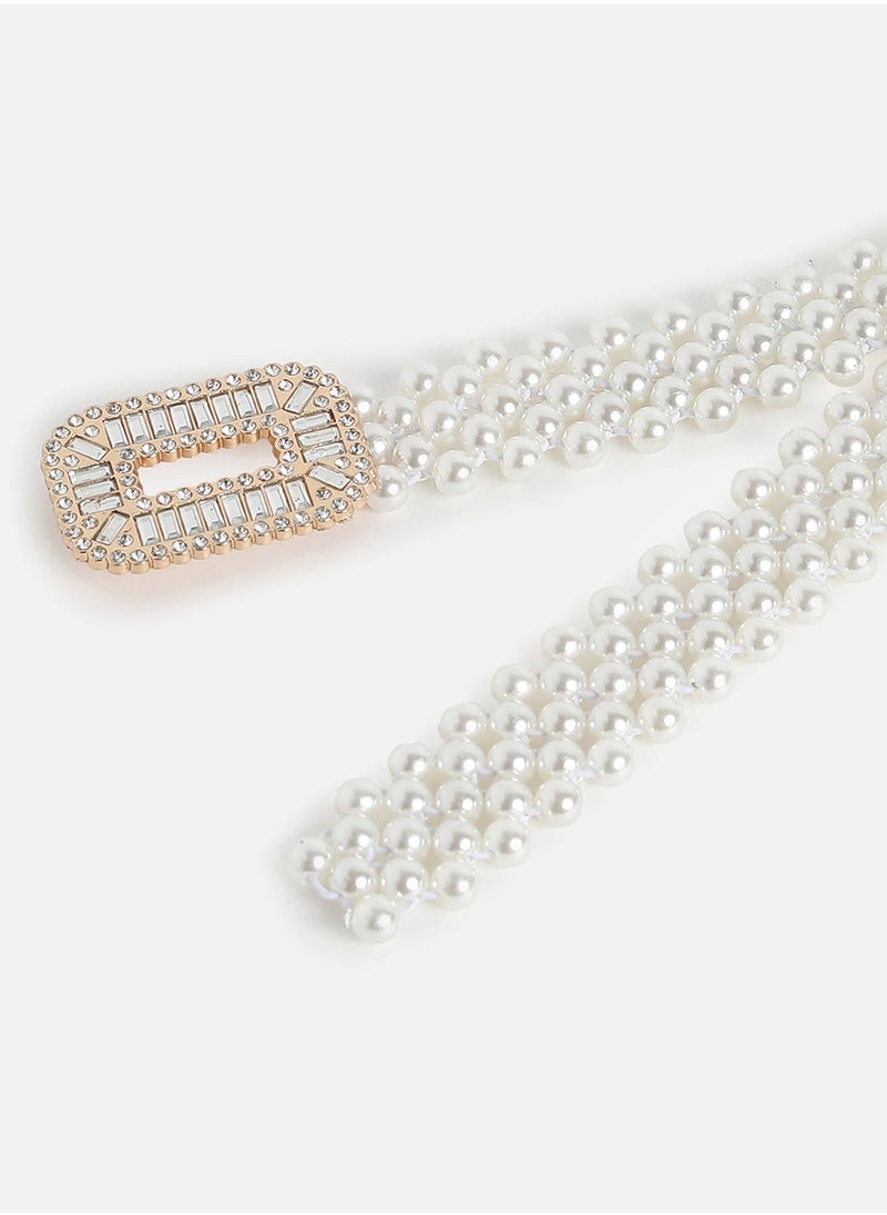 White Solid Waist Belt