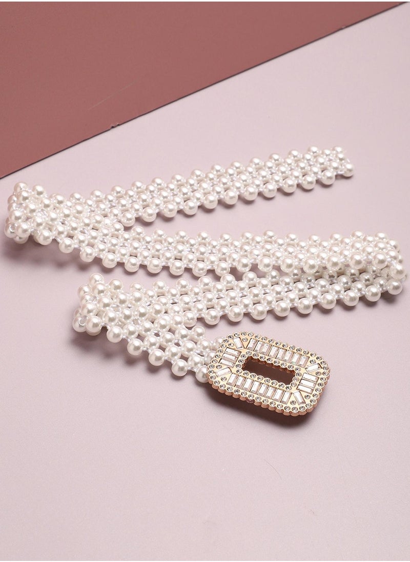 White Solid Waist Belt