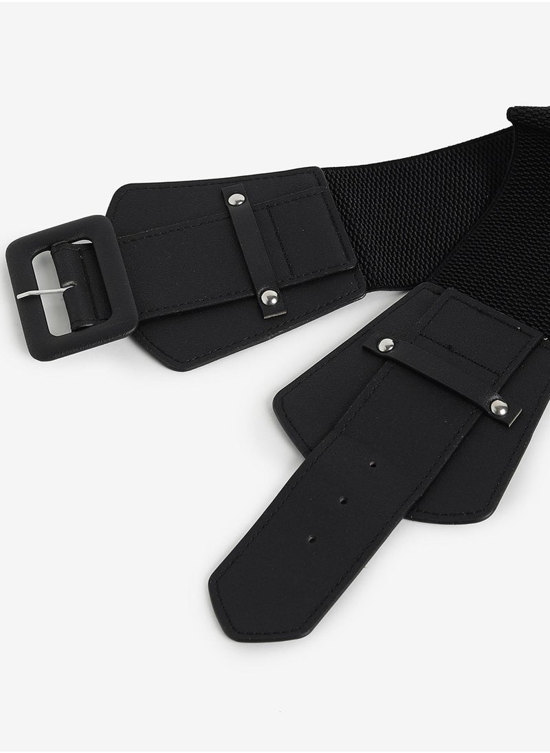 Black Solid Waist Belt